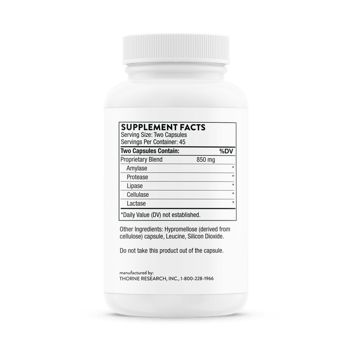 Supplement Facts and Ingredients OF Thorne Plantizyme