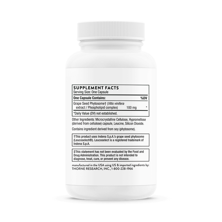 Thorne Grape Seed Extract Supplement Facts and Ingredients