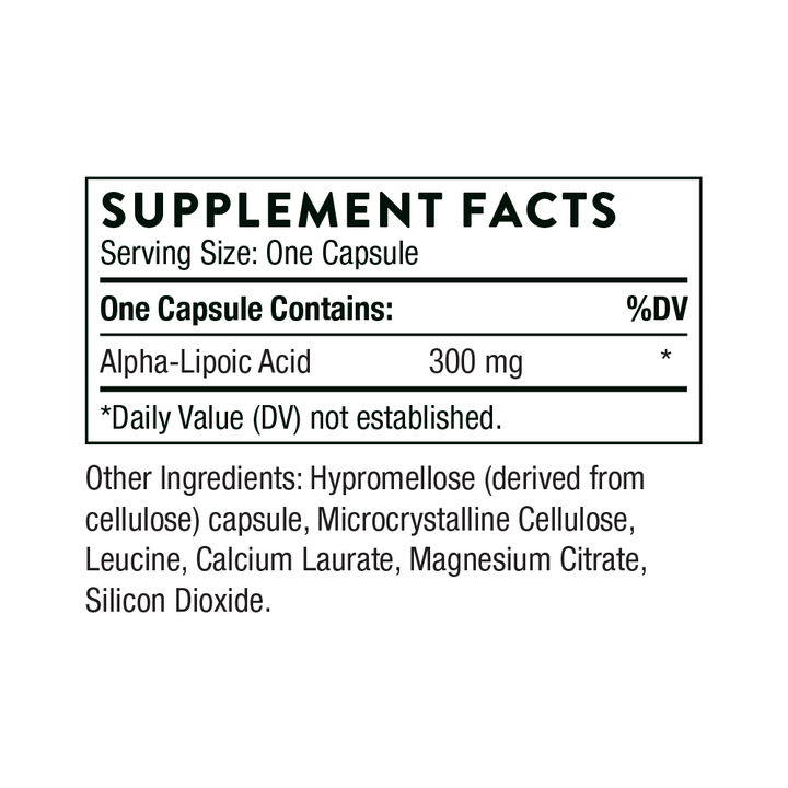 Supplement Facts Of Thorne Alpha-Lipoic Acid