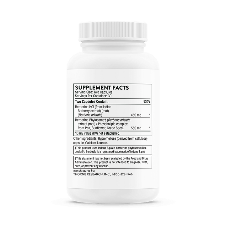 Detailed supplement facts Thorne Berberine bottle