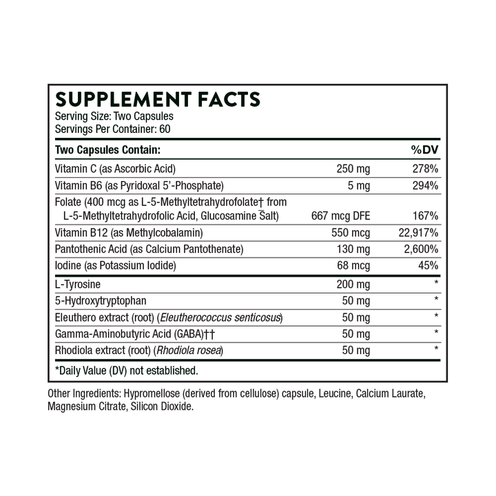 Thorne Emotion Balance Support (formerly Deproloft-HF) Supplement Facts and Contain
