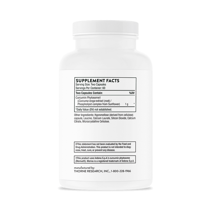 Thorne Curcumin Phytosome - NSF Certified for Sport Supplement Facts and Ingredients