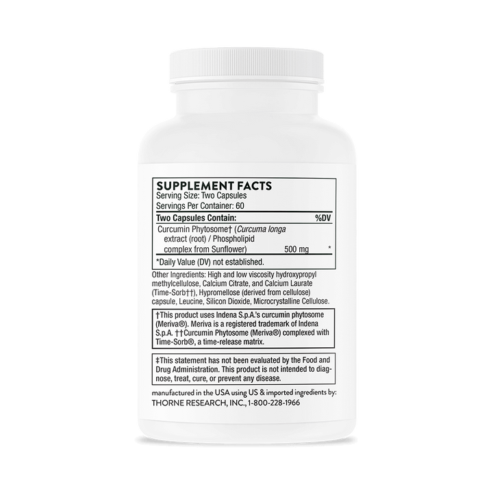 Thorne Curcumin Phytosome - Sustained Release (formerly Meriva) Supplement Facts and Ingredients
