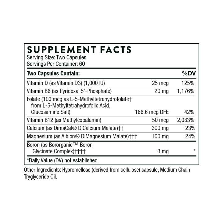 Supplement Facts Thorne Advanced Bone Support