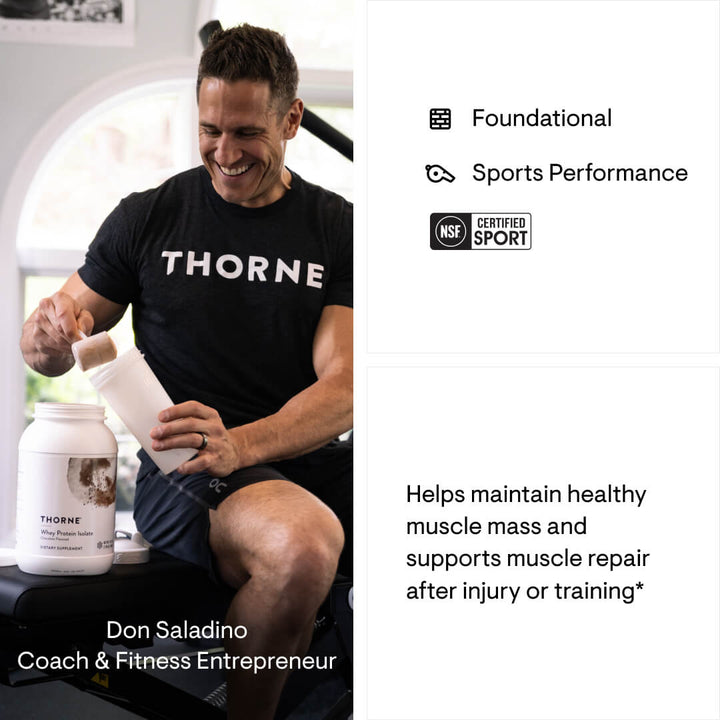 Thorne Whey Protein Isolate - Chocolate - Helps maintain muscle mass and supports muscle repair after injury or training