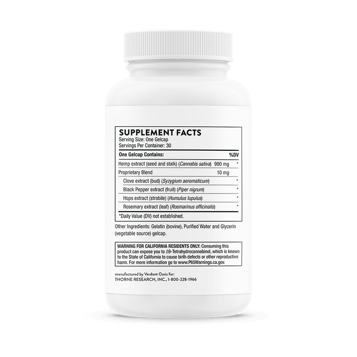 Thorne Hemp Oil + Supplement Facts and Ingredients