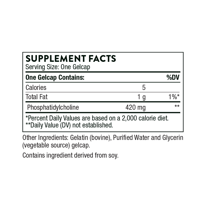 Thorne Phosphatidyl Choline Supplement Facts