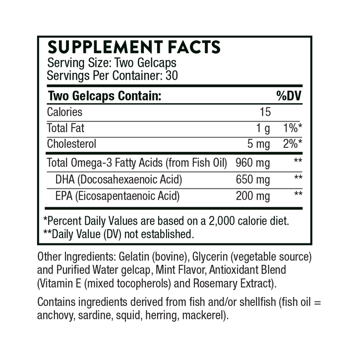 Supplement Facts Thorne Advanced DHA