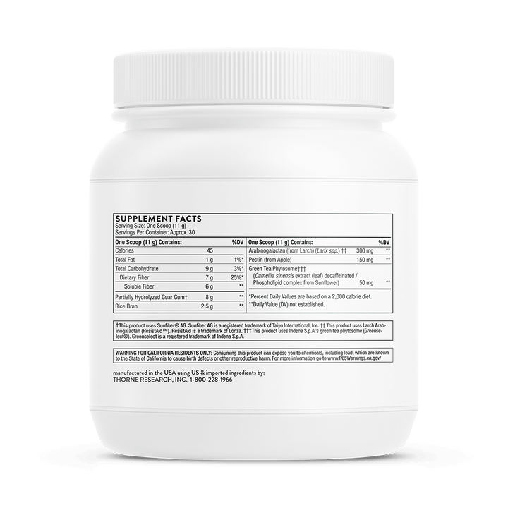 Thorne FiberMend Supplement Facts and Contain