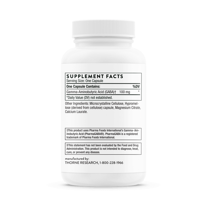 Thorne PharmaGABA-100 Supplements Facts and Ingredients 
