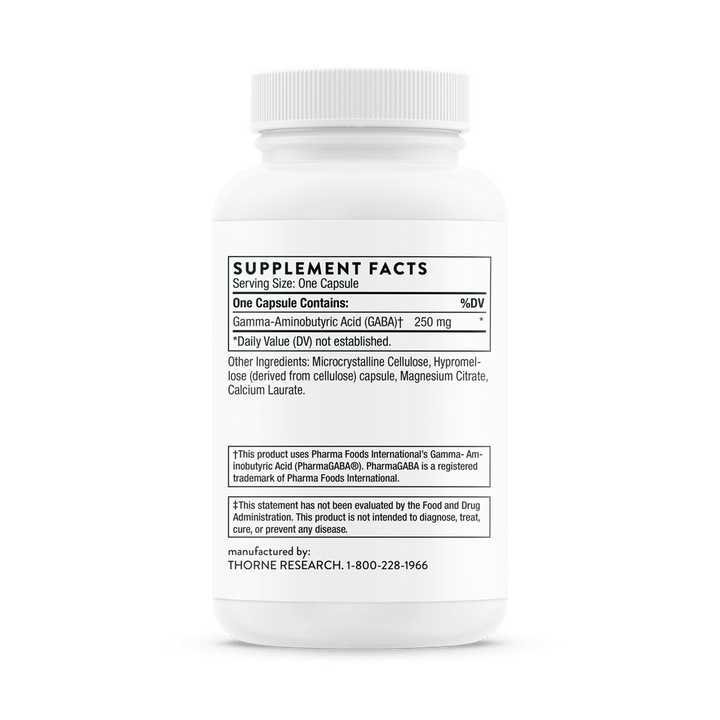 Thorne PharmaGABA-250 Supplement Facts and Ingredients