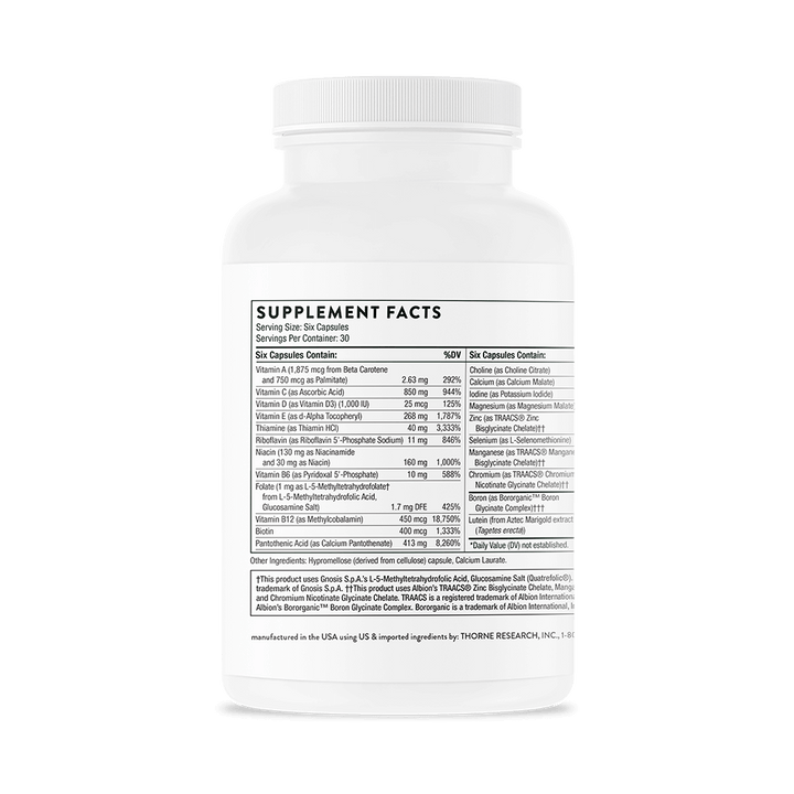 Thorne Women's Multi 50+ Supplement Facts and Ingredients